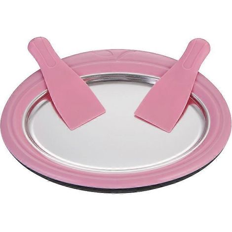 Mini sorbetière frite, machine à glace roulée maison, 2 spatules, yaourt glacé frit maison pour enfants (Couleur : Rose) (1/5)