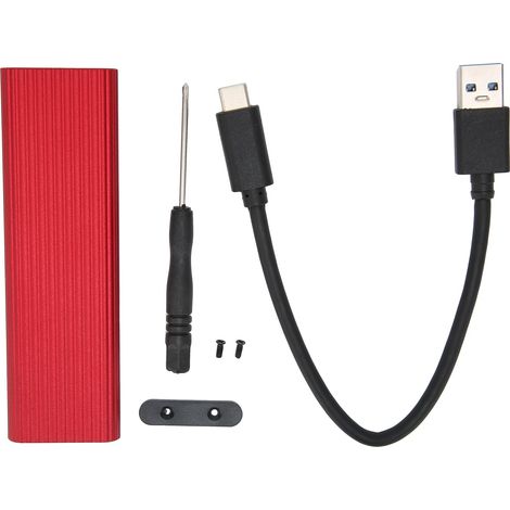 Boîtier externe SSD M.2 NGFF SATA adaptateur B Key B+M Key, étui pour disque dur externe compatible Win Xp/7/8, rouge (1/5)
