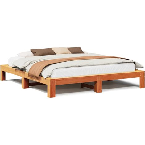Maison Exclusive - Massivholzbett ohne Matratze Wachsbraun 180x20 (1/5)
