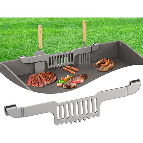 Lot de 2 support de spatule à graisse pour grille , argent,30 cm, design magnétique pour empêcher les aliments de tomber en acier inoxydable (1/5)
