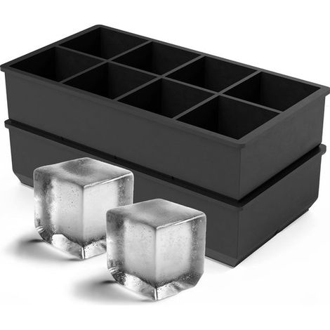 Eiswürfelform – Silikon – 8 Fächer mit Deckel – 2-teilig – schwarz (1/5)