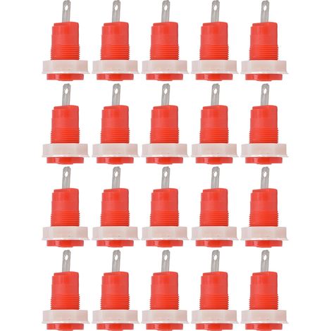 Lot de 20 douilles banane adaptateur borne à souder laiton 4mm 1KV 32A rouge CATIII (1/5)