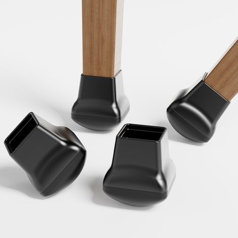 Lot de 16 petits couvre-pieds carrés noirs en feutre de silicone pour coussins de chaise de 20 à 25 mm (1/5)