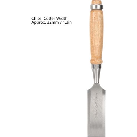Ciseau plat à manche en bois, outil de travail du bois en acier Cr-V 32 mm (1/5)
