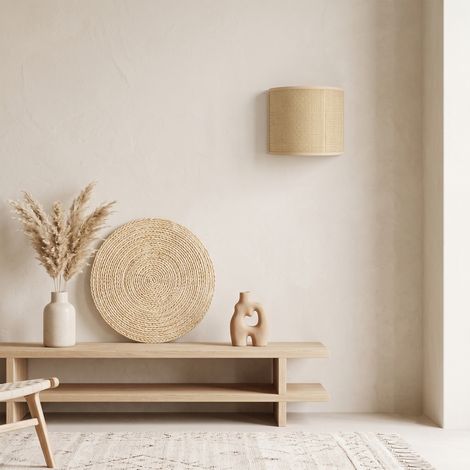 Aplique de Pared con Pantalla de Rafia Beige  Serie BELA (1/4)