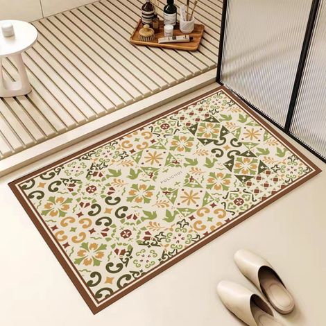 Ede Terre de diatomées instantanée - Rectangulaire 4060cm Tapis de sol en terre de diatomées, paillasson de salle de bain, tapis absorbant et antidérapant, tapis d'entrée, lavable. (1/5)