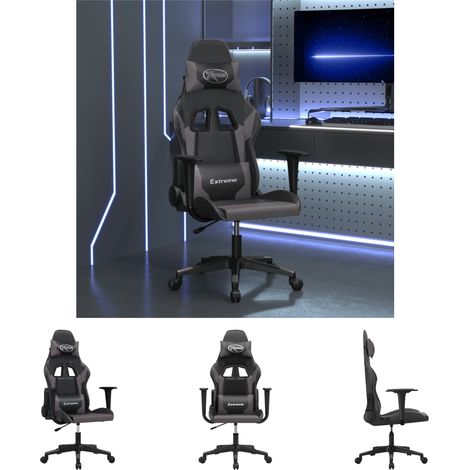 The Living Store Gaming-Stuhl mit Massagefunktion Schwarz und Grau Kunstleder - Gaming-Sessel (1/5)