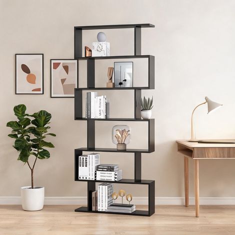 SunJet Bibliothèque, étagère de rangement, Étagère 6 niveaux en bois - Réf. LJH7FHC49Q2K (1/5)