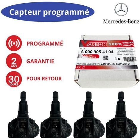 Sensore TPMS pressione 433 MHz preprogrammato per Mercedes (A0009054104/A0009057205) - lotto di 4