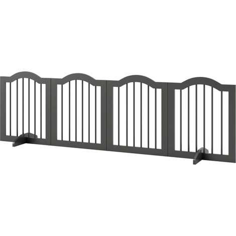 Barrière pour chien autoportante avec pieds, pliable, 4 panneaux, 208 x 29,5 x 61 cm, noire (1/5)