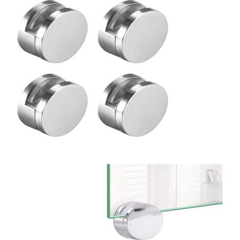 [4 pièces] Supports d'étagère en verre rectangulaires sans cadre réglables Supports de fixation robustes Clips d'étagère (1/4)