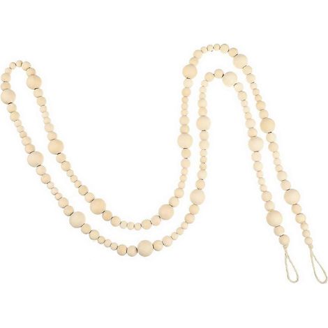 Guirlande de perles en bois beige, 2 pièces, style nordique, à suspendre au mur. (1/5)