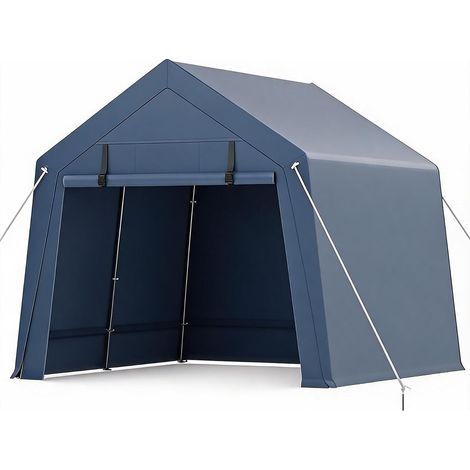 Abri Voiture Portable 10x10 FT avec Bâche PE Imperméable, Structure Acier Galvanisé, Portes Enroulables et Protection UV pour Auto, Moto et Jardin (1/5)