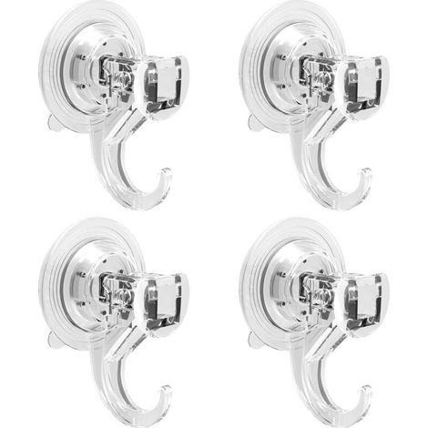Lot de 4 ventouses avec crochet pour maison, salle de bain, douche, cuisine, maison, verre, crochets pour rideaux pour carrelage, porte douche à suspendre 2 kg transparent (1/4)