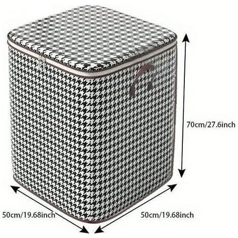 Sac de rangement vêtements à motif pied-de-poule, pliable, tissu imperméable et anti-humidité, grande capacité, pour couette et linge, organisation domestique, lot de 1 (1/5)