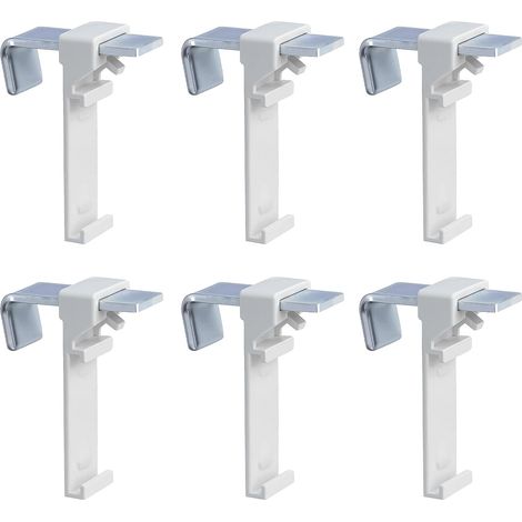 Lot de 6 supports de serrage blancs pour store, store double, sans perçage, à fixer et à coller, comme accessoire de rechange pour la fixation sur une fenêtre en PVC fixe (1/5)