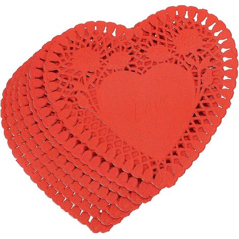 Mini napperons en papier en forme de cœur, lot de 100 feuilles rouges, pour la décoration de table (1/5)