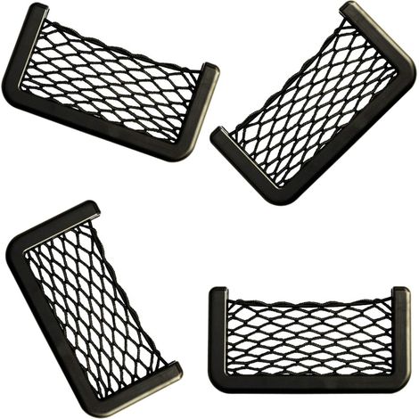 4 Pièces Filet de Rangement, Maille Élastique, Plastique ABS et Nylon, 15 x 8 cm, pour Coffre et Siège de Voiture