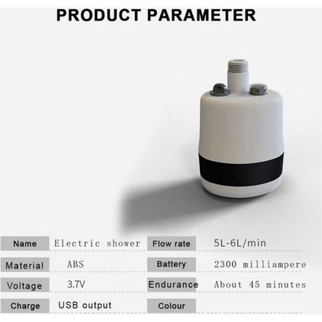 Douche Électrique Portable - Batterie Rechargeable USB - Pour Camping Randonnée Plage - 1 Pièce (1/5)