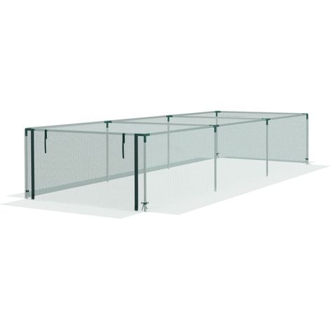 Filet protection végétale porte zippée cadre acier 125x373x62,5 cm vert argent