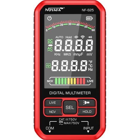 Multimètre numérique LCD NF-625 avec protection intelligente contre les surchauffes et les surcharges, instrument polyvalent, test de neutre et de phase (NCV). (1/5)