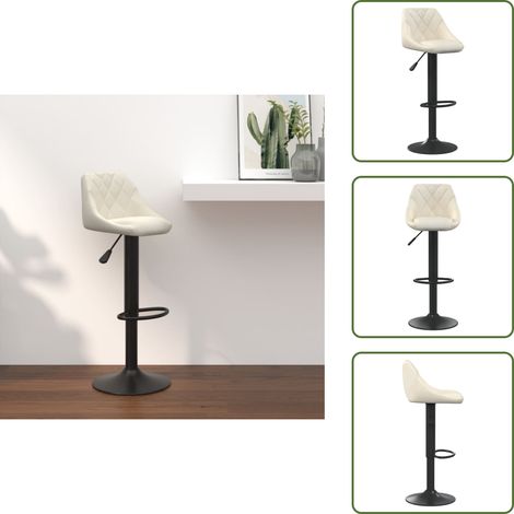 Taburete ajustable - vidaXL Taburete de cocina de terciopelo crema - Silla de barra