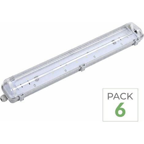 Kit de Réglette LED IP65 + 2 Tube Néon LED 150cm T8 22W - Pack de 6 / Blanc Froid  - SILUMEN