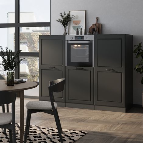 Bloc cuisine R-Line, Anthracite maison de campagne/anthracite, 180cm sans PT, Vicco