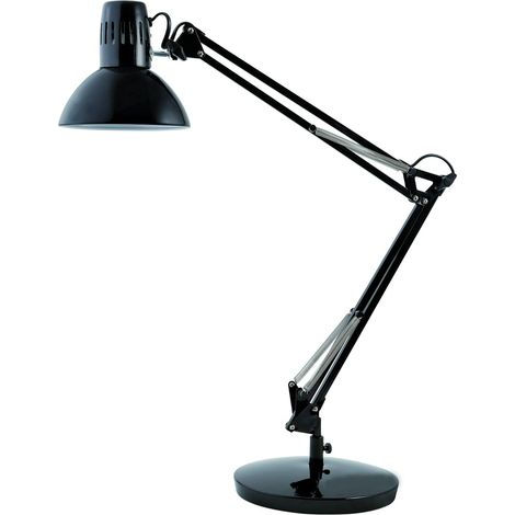 Lampe de Bureau - Métal - Coloris Noir - Lampe Architecte - Base Lestée - Livrée avec Pince - Lampe design - Bras Articulés et Tête Orientable (1/5)
