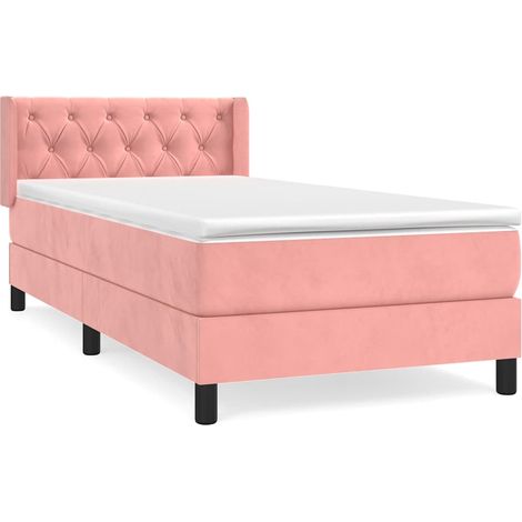 Maison Exclusive - Cama box spring con colchón terciopelo rosa 80 (1/5)
