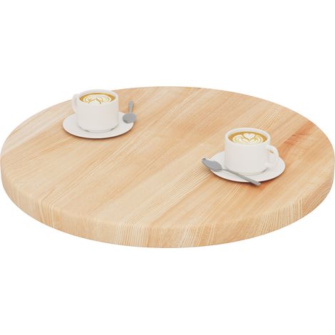LAMO Manufaktur Plateau de table rond 60 cm en bois naturel  Pour table basse ronde ou de chevet  Épaisseur : 40 mm  Couleur : Naturel
