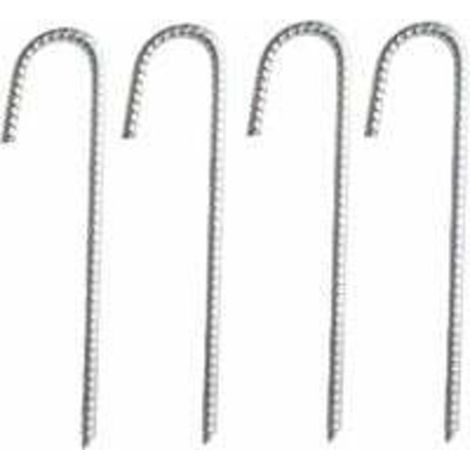 12-inch J-hook rebar stakes, 4-pack ground anchoring stakes, heavy-duty tent stakes for plants, rust-resistant landscape fabric stakes, artificial grass (1/5)