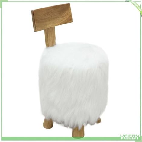 Tabouret - 285207 - Blanc - Teck massif & cuir de chèvre - Contemporain (1/5)
