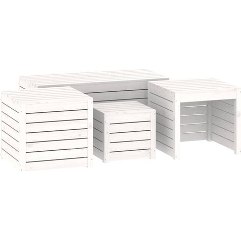 Maison Exclusive - Set Cassette da Giardino 4 pz Bianco in Legno Massello di Pino