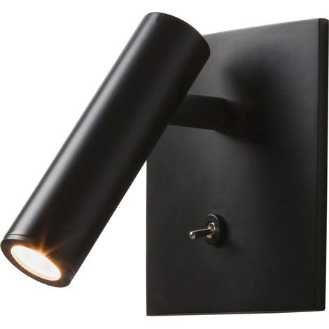 Spot LED 3W encastré, directionnel, pour lampe de chevet, avec bouton marche/arrêt et éclairage focalisé réglable, noir. (1/5)