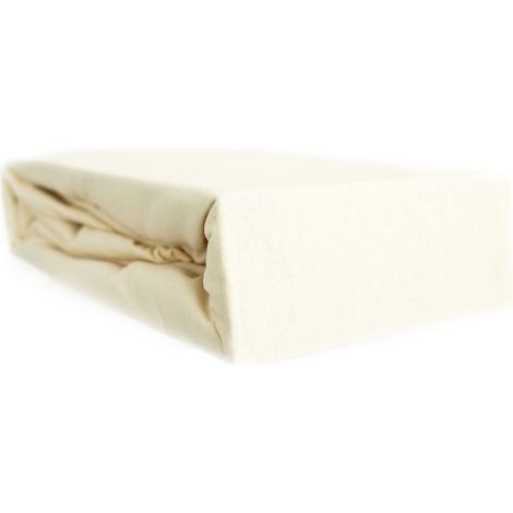 Jersey Spannbettlaken 100% Baumwolle 120-130x200 cm + 25 cm Rundumgummizug Beige (1/5)