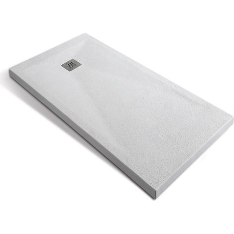Piatto doccia bianco mineral marmo resina antiscivolo h 3,5 cm misure l140 x p80 x h3,5 cm - confezione 1 (1/2)