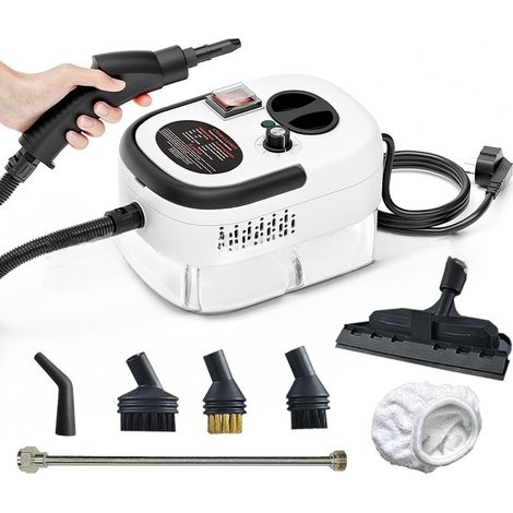 Limpador a vapor portátil de mão, conjunto de 9 peças, aquecimento rápido, limpador a vapor de 2500W, adequado para limpeza fina de casa e carro. (1/5)