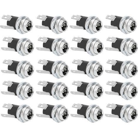Prise Jack femelle pour alimentation cc, 20 pièces, avec écrou fileté 5.5x2.1MM, connecteur de montage sur panneau DC025M (1/5)