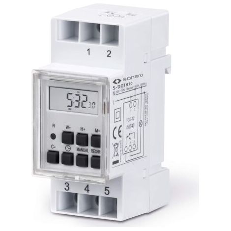Minuterie numérique pour Installation sur Rail DIN dans Le Panneau de Commande, 3600W, écran LCD, 10 programmes de Commutation, minuterie 12/24h, IP20, Blanc S-DOTH10 (1/4)