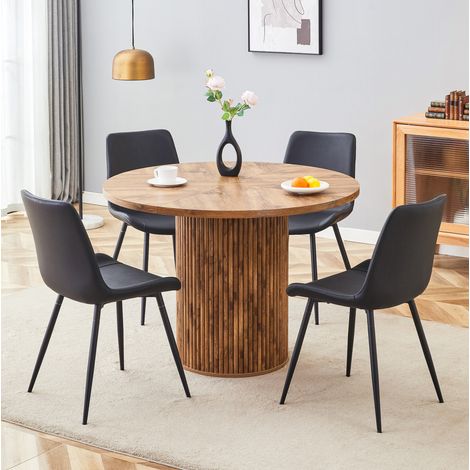 Conjunto comedor mesa redonda y 4 sillas MDF OKMYHOME (1/5)