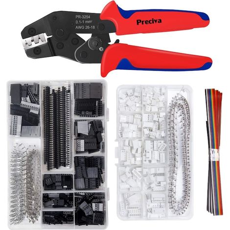 Kit de sertissage professionnel, pince à sertir à cliquet, connecteurs Dupont 1550 pièces et JST-XH 460 pièces, rouge (1/5)