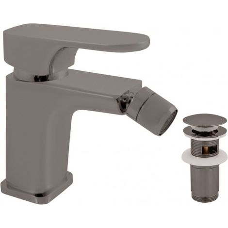 Mitigeur bidet YUKON en laiton métal gris brossé avec siphon (1/3)