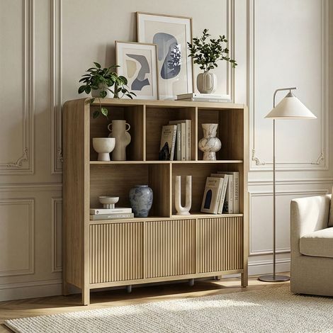 Kommode Lukkodso 102x98x30 cm Eicheoptik, mittelhell [en.casa]