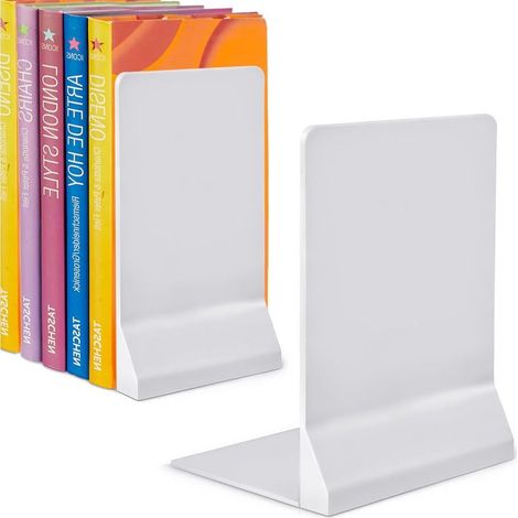 Serre Livre Original Cale Livre Pliable Presse Livre Serre Livres Serre-Livre Cale Livre Etagere Bloc Livre pour Étagère Bloque Livre pour La Bibliothèque De La Maison(1 Paire,Blanc) (1/3)
