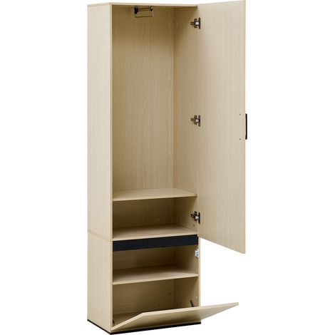 Schmaler Garderobenschrank mit Spiegel und ausziehbarer Kleiderstange aus MDF (1/5)