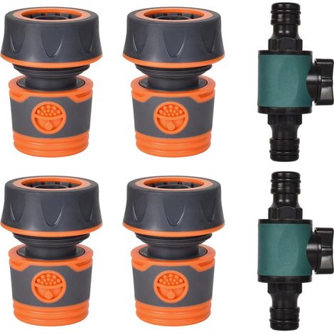 Kit de 6 Raccords Tuyau d'Arrosage 19 mm (3/4") – Adaptateurs Rapides 2 en 1 pour Robinet & Tuyau, Connecteurs Doubles Haute Pression, Antifuite, Compatibles Jardin, Irrigation, Lavage Voiture