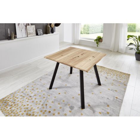 Esstisch Baumkante massiv Wildeiche naturfarben 120 x 80 cm schwarz EDIK (1/5)