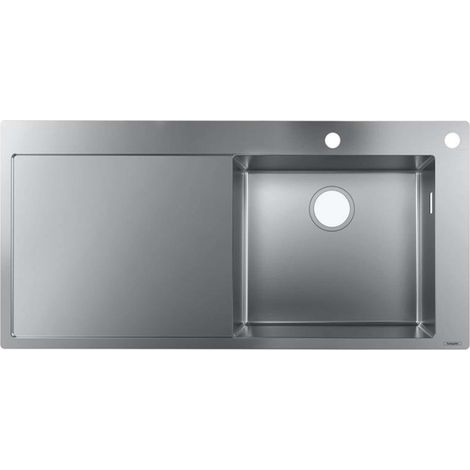 S717-F450 Lavello incasso 450 con gocciolatoio a 2 fori per rubinetto inox (1/5)