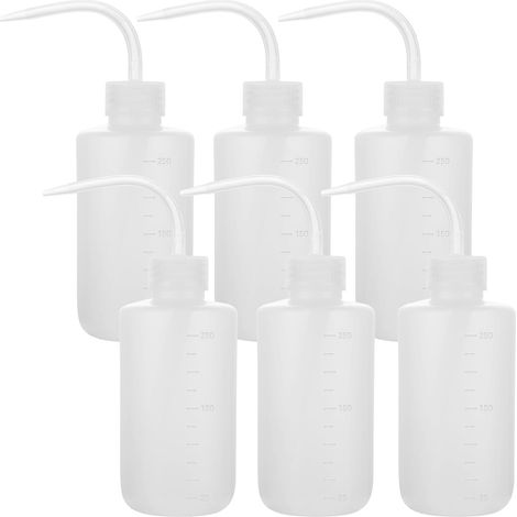 6 pcs Flacons de lavage 250ml Pissette Lavage, Bouteille de Lavage en Plastique à Enfoncer avec Bouteille d'eau LDPE (1/5)
